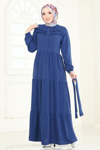 moda selvim الفستان ازرق PL4006 - Thumbnail