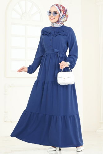 moda selvim الفستان ازرق PL4006 - Thumbnail