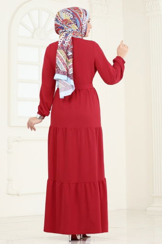 moda selvim الفستان احمر PL4006 - Thumbnail