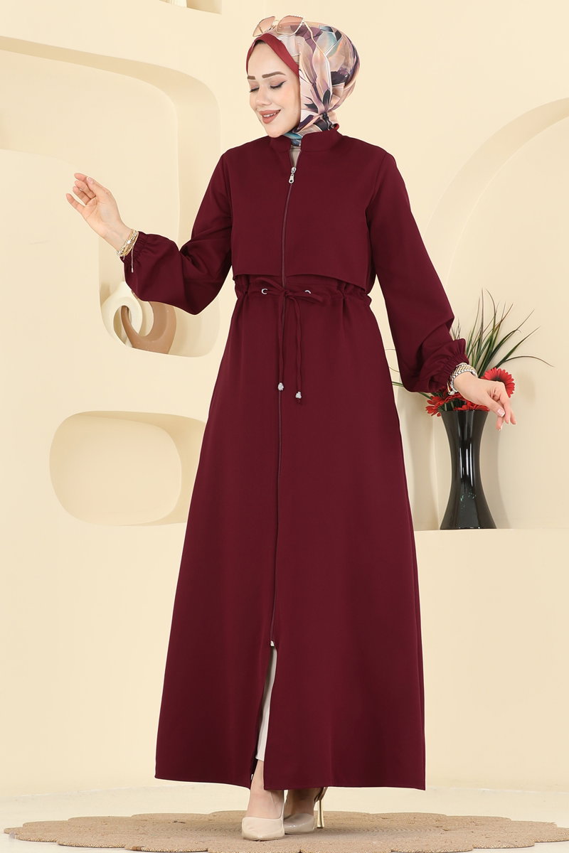 Rüzgarlık Detaylı Dabıl Ferace 2783SL432 Bordo