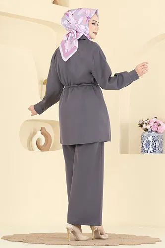 moda selvim Rüzgarlık Detaylı Dabıl Takım 0844LVA1173 Antrasit - Thumbnail