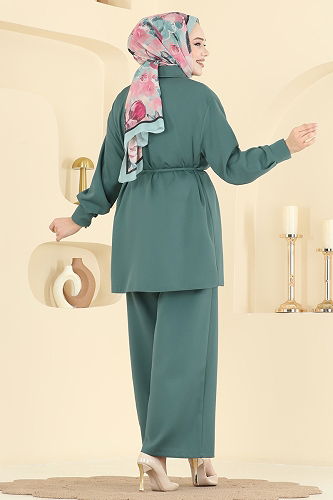 moda selvim Rüzgarlık Detaylı Dabıl Takım 0844LVA1173 Küf Yeşili - Thumbnail