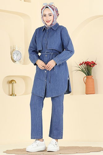 moda selvim Rüzgarlık Detaylı Kot Takım 4115FVN1181 Kot - Thumbnail