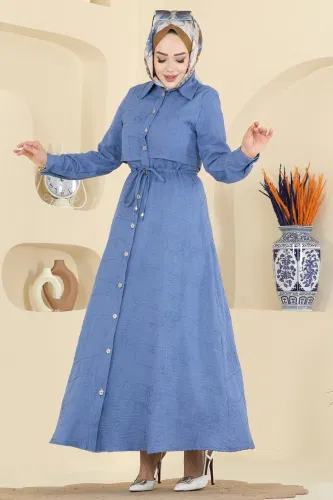 B.L.U. - Rüzgarlık Detaylı Sofıa Elbise 3307BLU797 İndigo