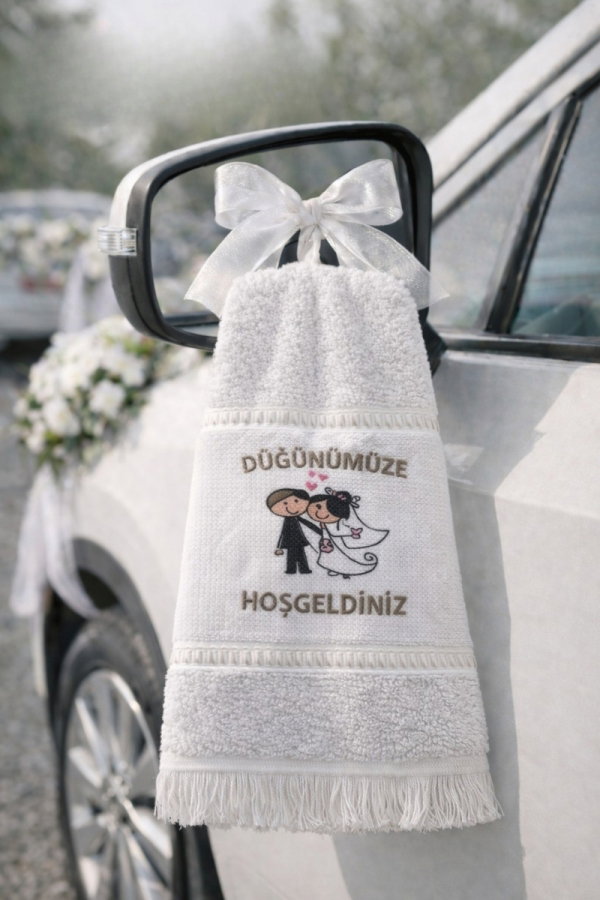 Modaselvim EV YAŞAM Saçaklı Mini Düğün Havlusu 8506BLH1197 Ekru