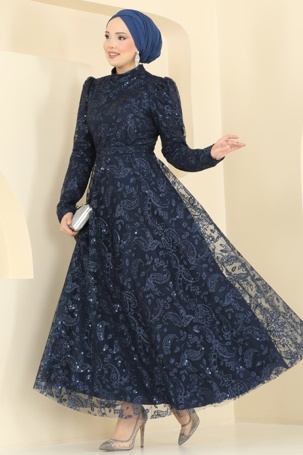 Modaselvim ABİYE Şal Desen Simli Abiye 5813EDFK1198 Laci