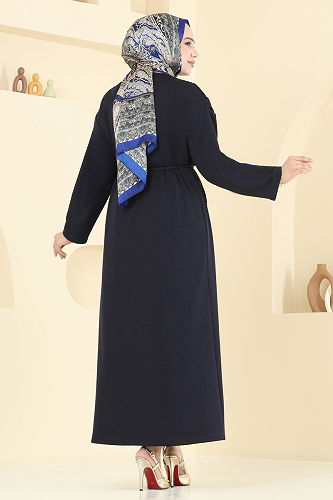 moda selvim Şal Detay Kemerli Elbise 3057KTR750 Laci - Thumbnail