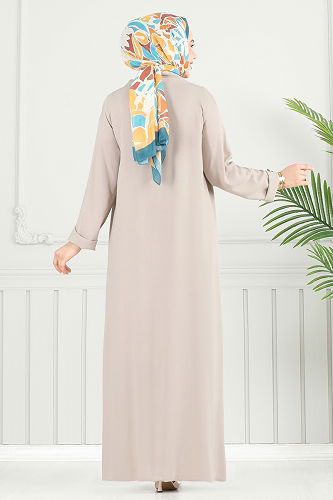 moda selvim Salaş Üçlü Viskon Takım 0342BG354 Taş - Thumbnail