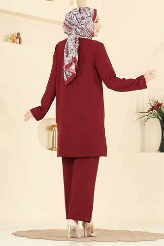 moda selvim Salaş Uzun 2 Li Takım 5008BM387 Bordo - Thumbnail