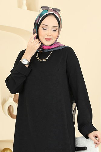 moda selvim Salaş Uzun 2 Li Takım 5008BM387 Siyah - Thumbnail