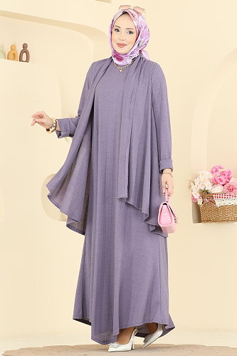 moda selvim Salaş Yelekli 2 li Takım 6370ZNNK1102 Lila - Thumbnail