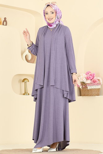 moda selvim Salaş Yelekli 2 li Takım 6370ZNNK1102 Lila - Thumbnail