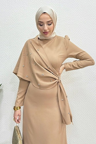 moda selvim Şalı Ayrı Taşlı Abiye 4725ALGK1170 Vizyon - Thumbnail