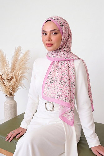 moda selvim Salkım Desenli Vual Şal Serisi 138ARTK1207 Pembe - Thumbnail