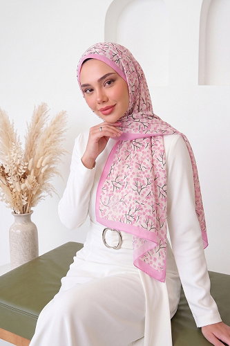 moda selvim Salkım Desenli Vual Şal Serisi 138ARTK1207 Pembe - Thumbnail