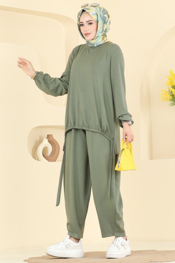 Modaselvim Kombin Şalvar Pantalonlu 2 li Takım 5650ZNNK1102 Çağla