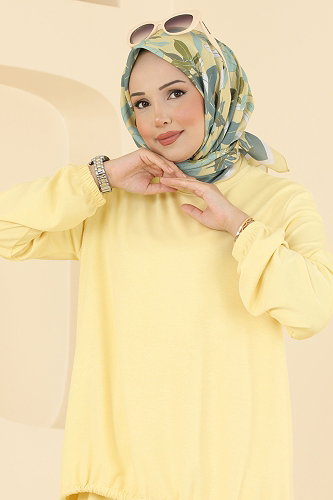 moda selvim Şalvar Pantalonlu 2 li Takım 5650ZNNK1102 Sarı - Thumbnail
