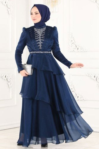 moda selvim Samyeli Organze Abiye 5379AB368 Laci - Thumbnail