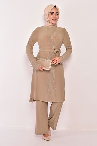 moda selvim Sandy Set with Stones ASM2585-M Vision - Thumbnail