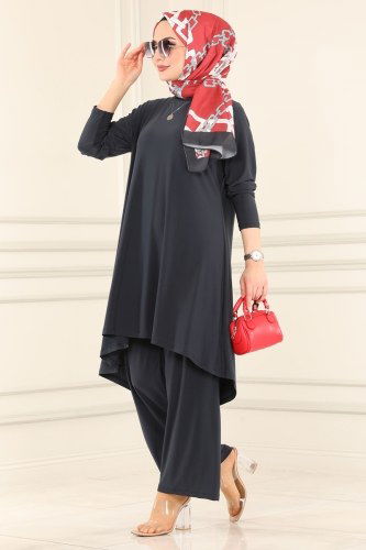 moda selvim Basic Sandy İkili Takım 1778AF356 Antrasit - Thumbnail
