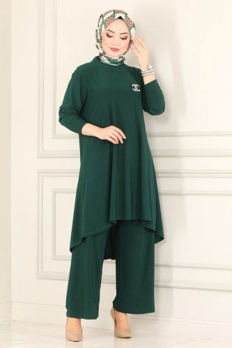 moda selvim Basic Sandy İkili Takım 1778AF356 Zümrüt - Thumbnail