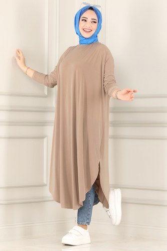 moda selvim Basic Sandy Tesettür Tunik 1735-1AF356 Vizyon - Thumbnail