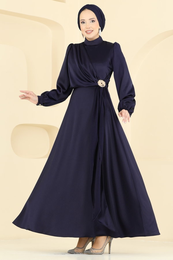 Modaselvim ABİYE Saten Broş Detaylı Abiye 5803EDFK1198 Laci