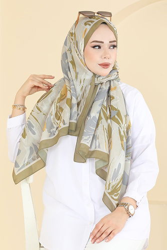 moda selvim شال أخضر عفني فاتح 003AFV475 - Thumbnail