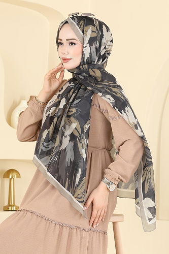 moda selvim Scarf 003AFV475 Vision&Black - Thumbnail