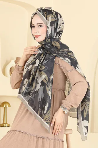 moda selvim Scarf 003AFV475 Vision&Black - Thumbnail