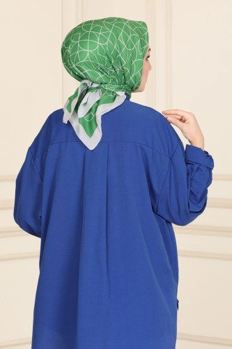 moda selvim Scarf 109IPK758 Benetton Green & Ecru - Thumbnail