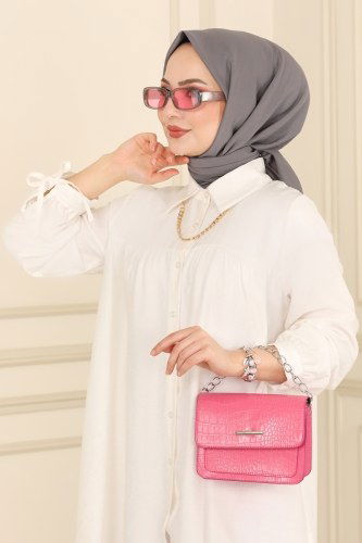 moda selvim 115IPK758 الفضي وشاح - Thumbnail