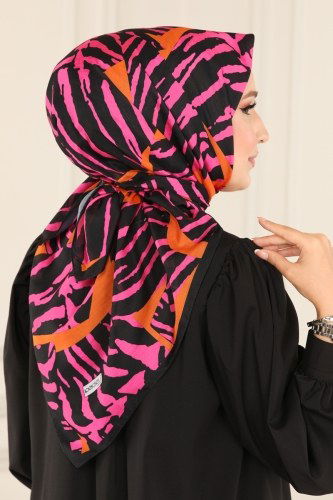 moda selvim 116IPK758 فوشيا و برتقالي وشاح - Thumbnail