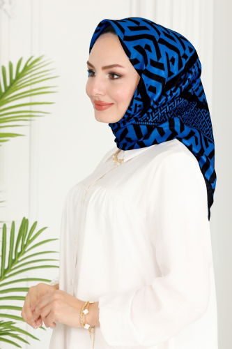 moda selvim Scarf 125IPK758 Indigo&Black - Thumbnail