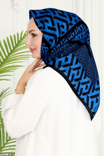 moda selvim Scarf 125IPK758 Indigo&Black - Thumbnail