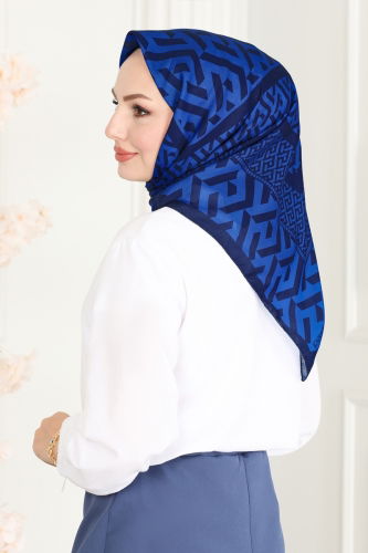 moda selvim Scarf 125IPK758 Saks&Navy - Thumbnail