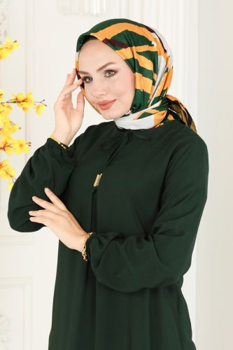 moda selvim Scarf 127IPK758 Emerald & Hardal - Thumbnail