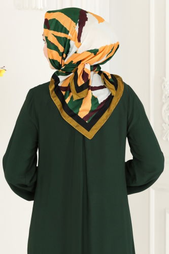 moda selvim Scarf 127IPK758 Emerald & Hardal - Thumbnail