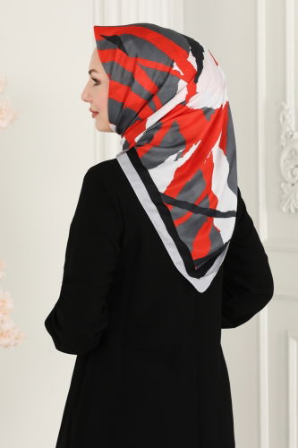 moda selvim Scarf 127IPK758 Pomegranate Blossom & Gray - Thumbnail