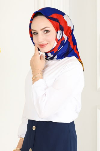 moda selvim Scarf 127IPK758 Saks&Pomegranate Blossom - Thumbnail