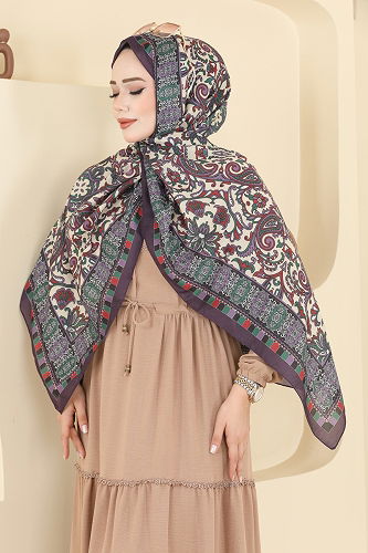 moda selvim شال ليلكي غامق 1305AFV475 - Thumbnail