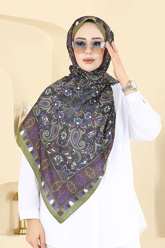 moda selvim شال اخضر عفني 1305AFV475 - Thumbnail