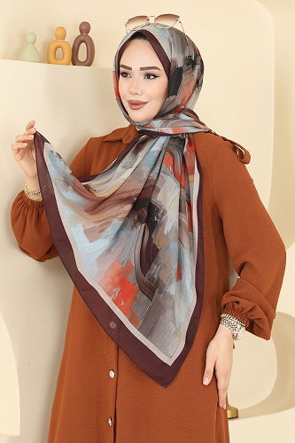 moda selvim شال بني غامق 130ART1138 - Thumbnail