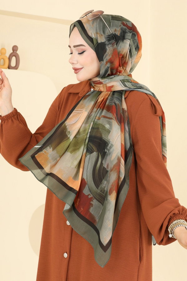 Modaselvim شالات شال اخضر عفني 130ART1138