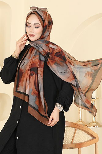 moda selvim شال بني فاتح 130ART1138 - Thumbnail