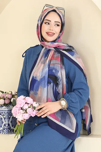 moda selvim Scarf 130ART1138 Navy Blue - Thumbnail