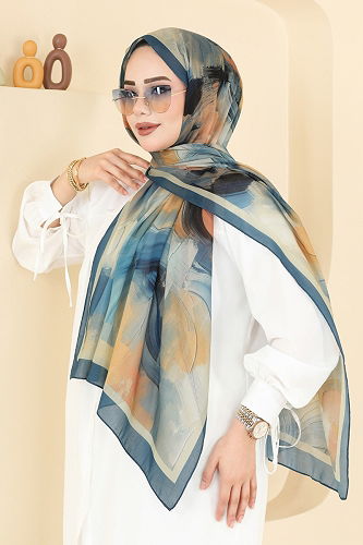 moda selvim شال بترولي 130ART1138 - Thumbnail