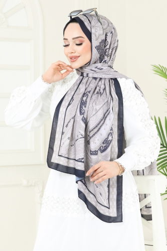 moda selvim Scarf 130IPK758 Dark Navy Blue - Thumbnail