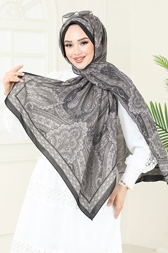 moda selvim Scarf 130IPK758 Dark Vision & Black - Thumbnail