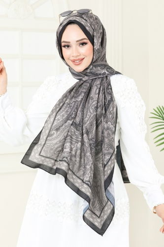 moda selvim شال بيج غامق واسود 130IPK758 - Thumbnail